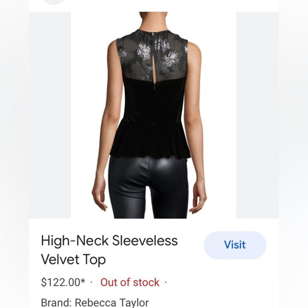 Rebecca Taylor velvet floral organza peplum top size 6 - Picture 5 of 8